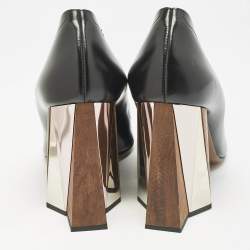 Marni Black  Leather Block Heel Pumps Size 41.5