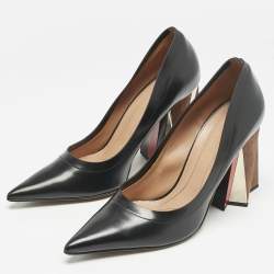 Marni Black  Leather Block Heel Pumps Size 41.5