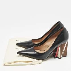 Marni Black  Leather Block Heel Pumps Size 41.5