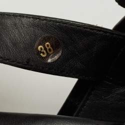 Marni Black Fabric and Patent Embellished Flat Slingback Sandals Size 38