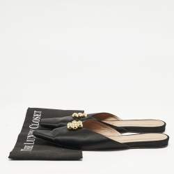 Marni Black Satin Embellished Pointed Toe Flat Mules Size 41