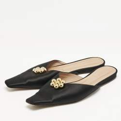 Marni Black Satin Embellished Pointed Toe Flat Mules Size 41