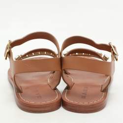 Pre Owned Marni Brown Leather Ankle Strap Sandals Size 38
