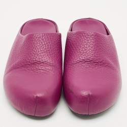 Pre Owned Marni Purple Leather Fussbett Sabot Mules Size 38