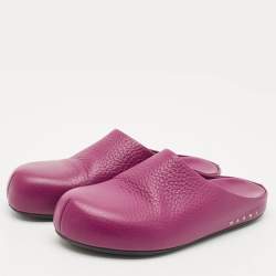 Pre Owned Marni Purple Leather Fussbett Sabot Mules Size 38