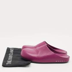 Pre Owned Marni Purple Leather Fussbett Sabot Mules Size 38