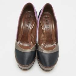 Pre Owned Marni Multicolor Satin Platform Pumps Size 36