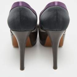 Pre Owned Marni Multicolor Satin Platform Pumps Size 36