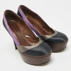 Pre Owned Marni Multicolor Satin Platform Pumps Size 36