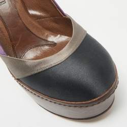 Pre Owned Marni Multicolor Satin Platform Pumps Size 36