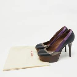 Pre Owned Marni Multicolor Satin Platform Pumps Size 36