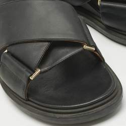 Pre Owned Marni Black Leather Fussbett Sabot Slingback Sandals Size 36
