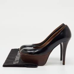 Pre Owned Marni Black Patent Leather Round Toe Platform Pumps Size 36