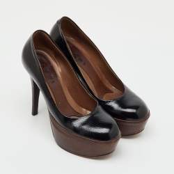 Pre Owned Marni Black Patent Leather Round Toe Platform Pumps Size 36