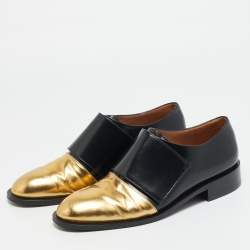 Pre Owned Marni Trunk Size 39.5 Black Leather Oxfords