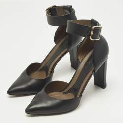مملوكة مسبقًا Marni Size 38 Black Leather Ankle Strap Pointed Toe Pumps