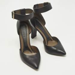 مملوكة مسبقًا Marni Size 38 Black Leather Ankle Strap Pointed Toe Pumps