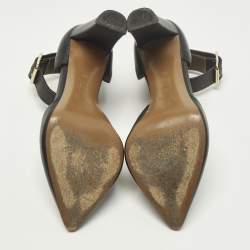 مملوكة مسبقًا Marni Size 38 Black Leather Ankle Strap Pointed Toe Pumps