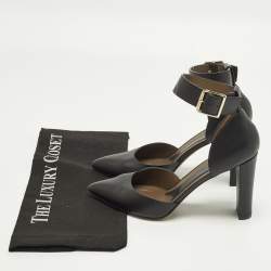 مملوكة مسبقًا Marni Size 38 Black Leather Ankle Strap Pointed Toe Pumps