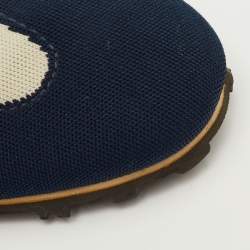 مملوكة مسبقًا Marni Size 36 Navy Blue/Off White Stretch Fabric Softy Soccer Low Top Sneakers