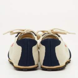 مملوكة مسبقًا Marni Size 36 Navy Blue/Off White Stretch Fabric Softy Soccer Low Top Sneakers