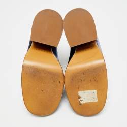 Pre Owned حذاء لوفر كعب بلوك مخمل أزرق مارني مقاس 36