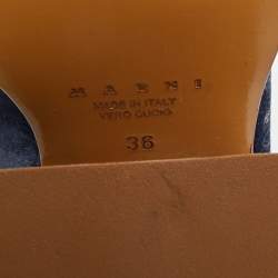 Pre Owned حذاء لوفر كعب بلوك مخمل أزرق مارني مقاس 36