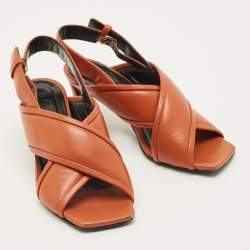مملوكة مسبقًا Marni Size 36 Brown Leather Crisscross Slingback Sandals