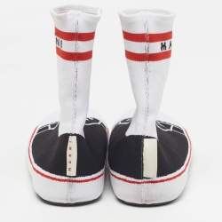 Pre Owned Marni Logo Print Socks Size 40 Black/White Knit Fabric High Slip On Sneakers