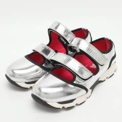 Pre Owned Marni Size 37 Silver Foil Leather Low Top Sneakers