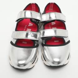 Pre Owned Marni Size 37 Silver Foil Leather Low Top Sneakers