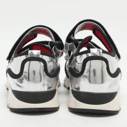 Pre Owned Marni Size 37 Silver Foil Leather Low Top Sneakers