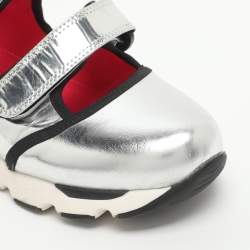 Pre Owned Marni Size 37 Silver Foil Leather Low Top Sneakers