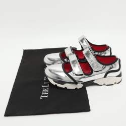 Pre Owned Marni Size 37 Silver Foil Leather Low Top Sneakers