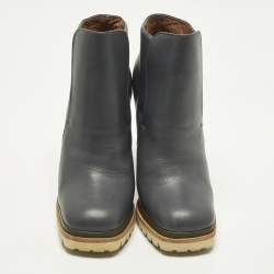 Pre Owned حذاء كاحل مارني جلد رمادي مقاس 36.5