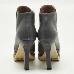 Pre Owned حذاء كاحل مارني جلد رمادي مقاس 36.5