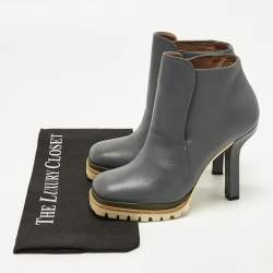 Pre Owned حذاء كاحل مارني جلد رمادي مقاس 36.5