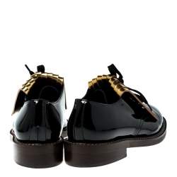 Pre Owned Marni Black/Gold Patent Leather Fringed Oxford Size 37