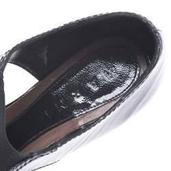 Pre Owned Marni Black Patent Leather Wedge Platform Sandals Size 37