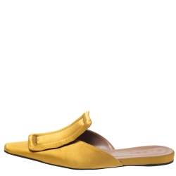 Pre Owned Marni Yellow Satin Sabot Mules Size 39