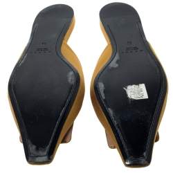 Pre Owned Marni Yellow Satin Sabot Mules Size 39