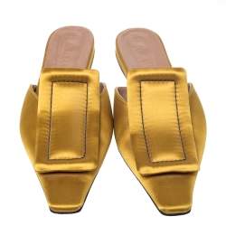 Pre Owned Marni Yellow Satin Sabot Mules Size 39