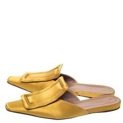 Pre Owned Marni Yellow Satin Sabot Mules Size 39