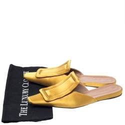 Pre Owned Marni Yellow Satin Sabot Mules Size 39