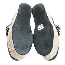 Marni Black Leather Buckle Detail Platform Espadrilles Flats Size 38