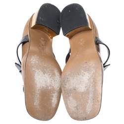 Pre Owned Marni Brown Patent Leather Embellished Bow Mary Jane Buckle Strap Pumps Size 38