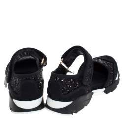 Pre Owned Marni Black Mesh and Glitter Mary Jane Sneakers Size 36