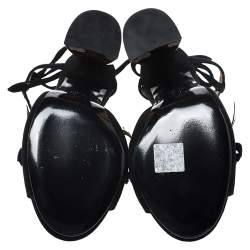 Pre Owned Marni Black/Gold Leather and Suede Floral Sandals Size 39.5