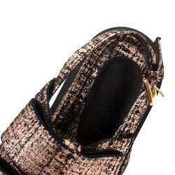 Marni Metallic Rose Gold Cracked Leather Triple Bow Flat Sandals Size 38.5