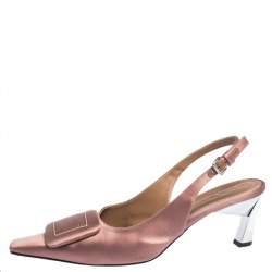 Pre Owned Marni Pink Satin Slingback Sandals Size 40